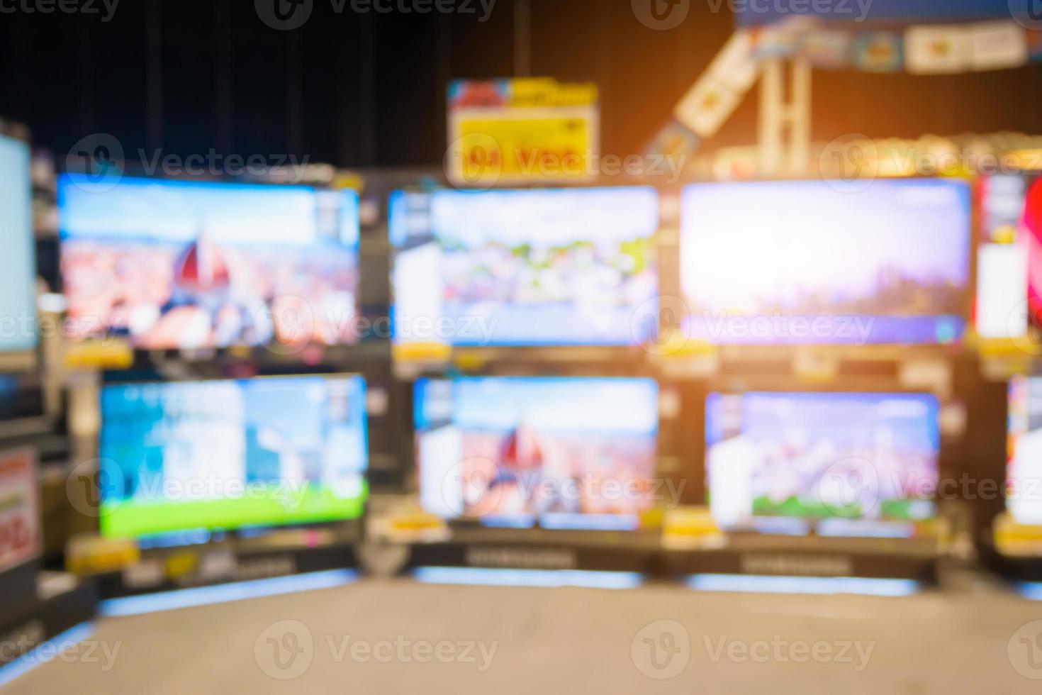 eletronic department store with bokeh blurred background photo