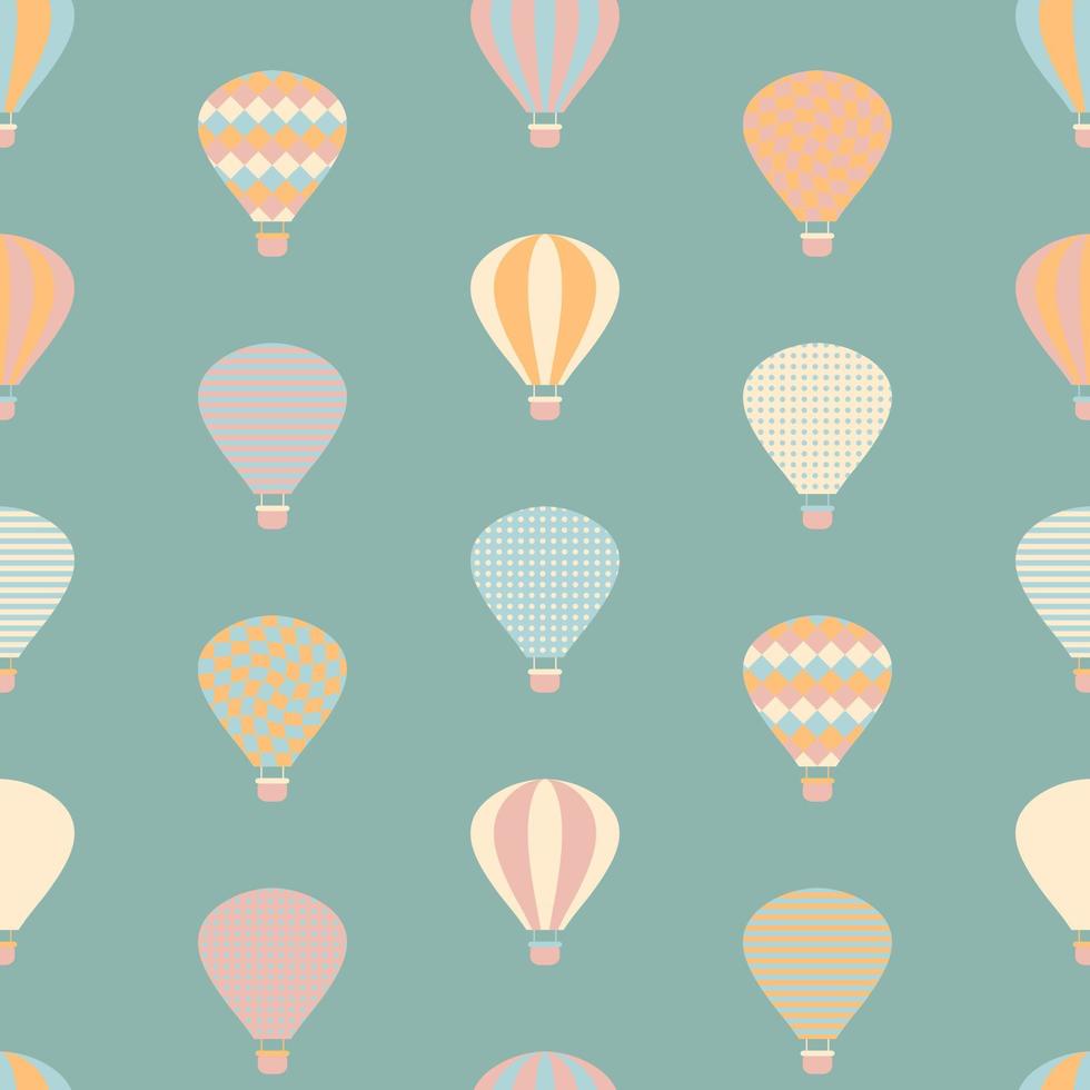 Seamless pattern with hot air balloons in simple retro style. vector