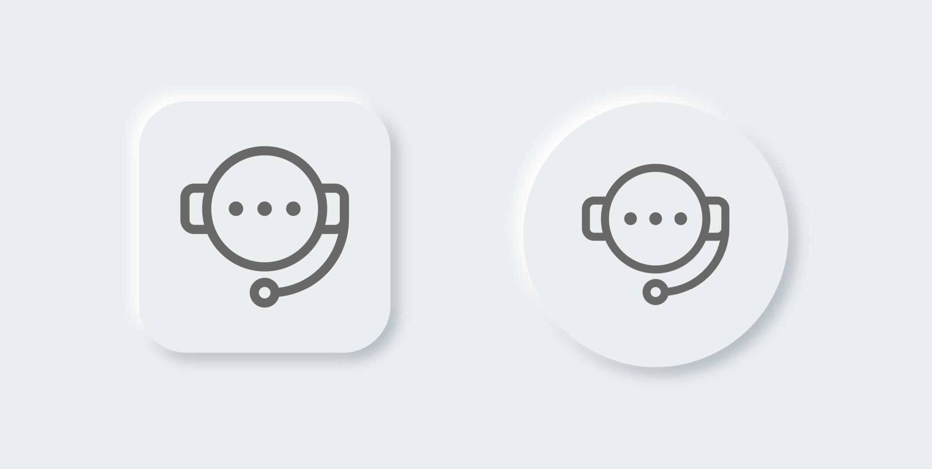 Call center line icon in neomorphic design style. Support signs vector illustration.