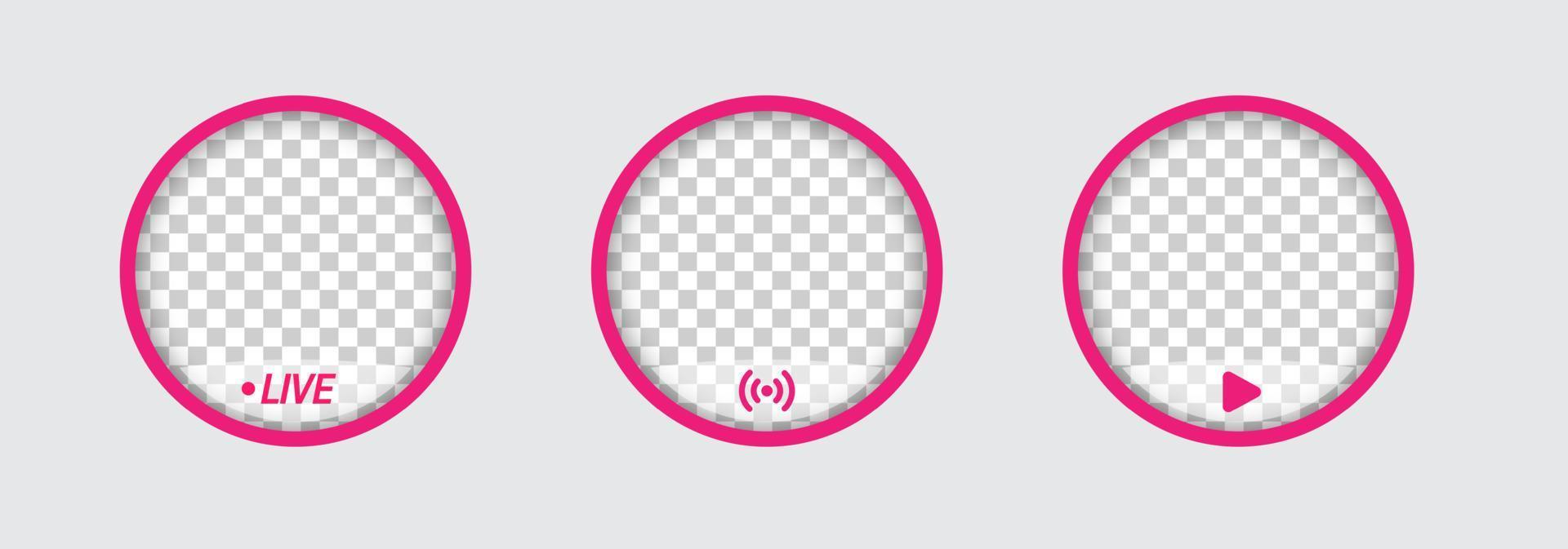 Round profile frame for live streaming on social media. Gradient livestream frame. vector