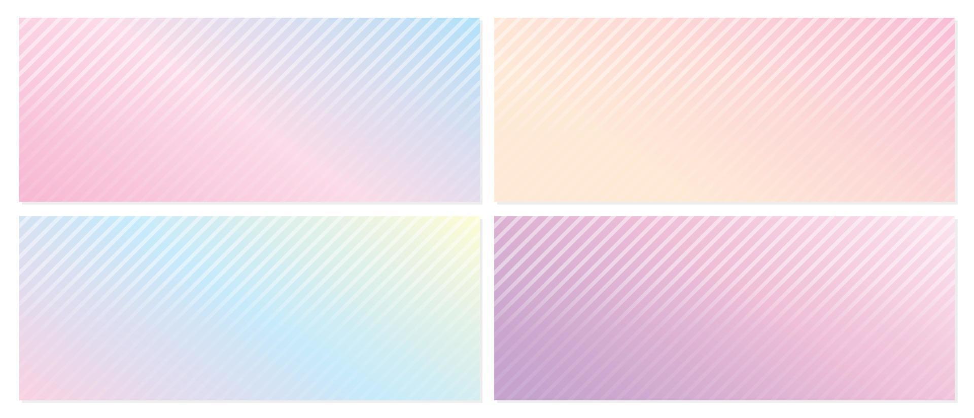 sweet pastel gradient color oblique line pattern background vector set