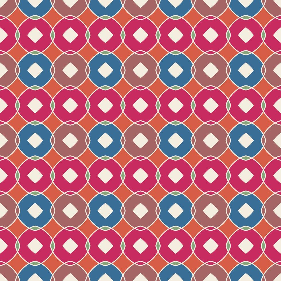 Vector seamless pattern background with different geometrical shapes of multiple colors, Illustration with symmetrical design