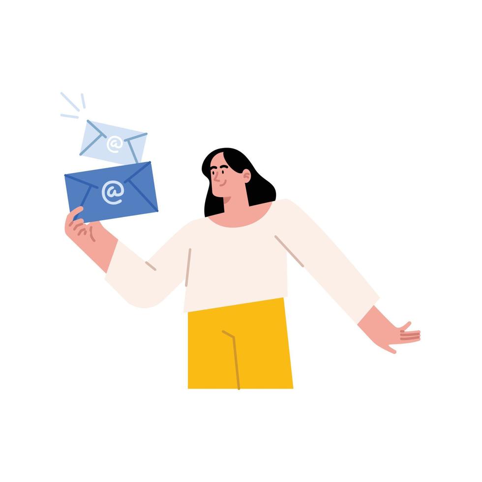 Businesswoman holding email marketing vector
