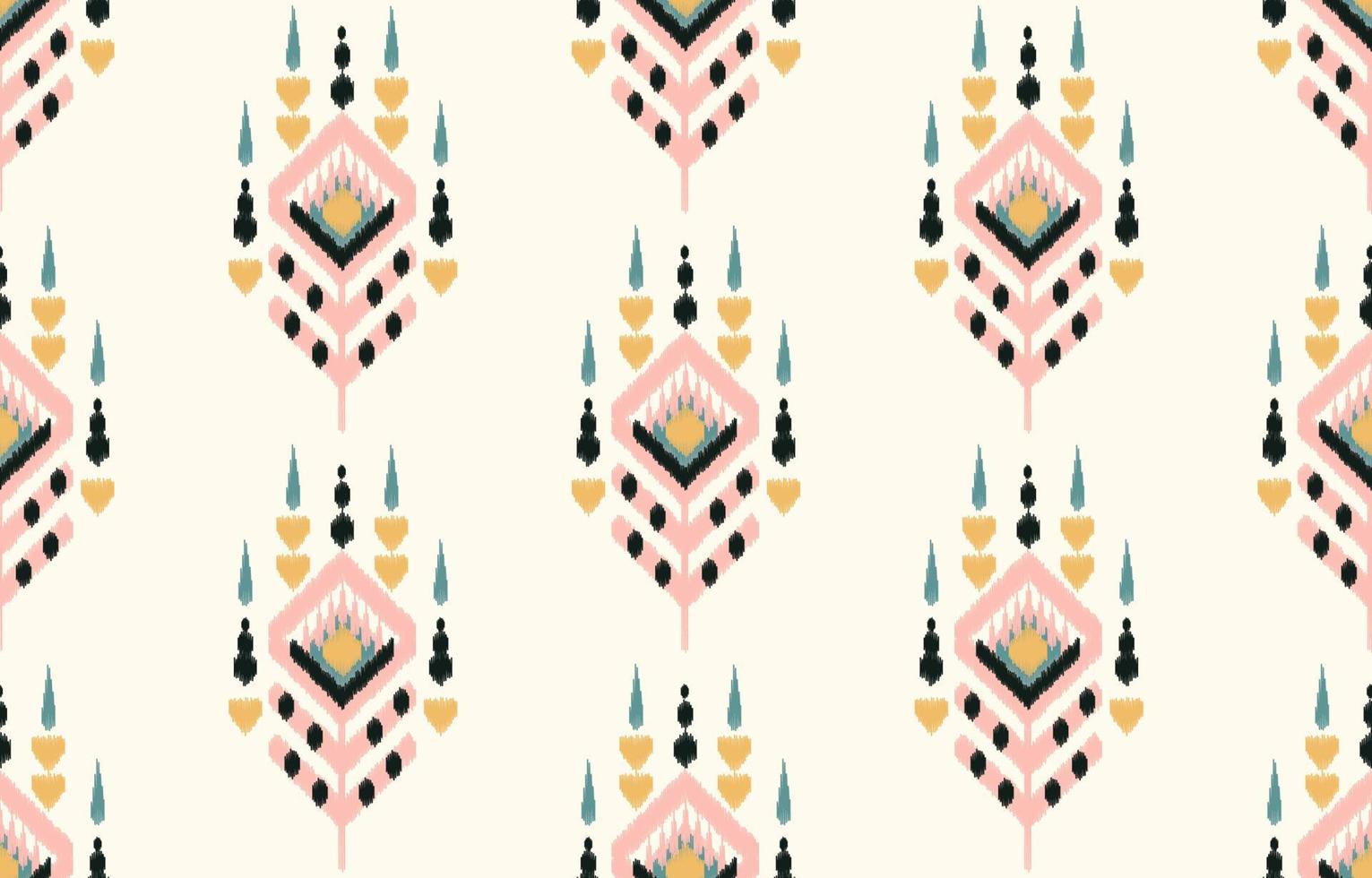 patrón étnico ikat sin fisuras. Fondo de vector de bordado tradicional indio africano tribal. azteca tela alfombra batik ornamento cheurón textil decoración papel pintado