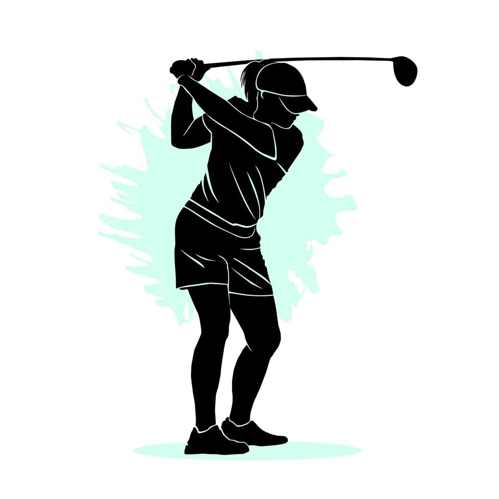 siluetas de jugadoras de golf. ilustración vectorial vector