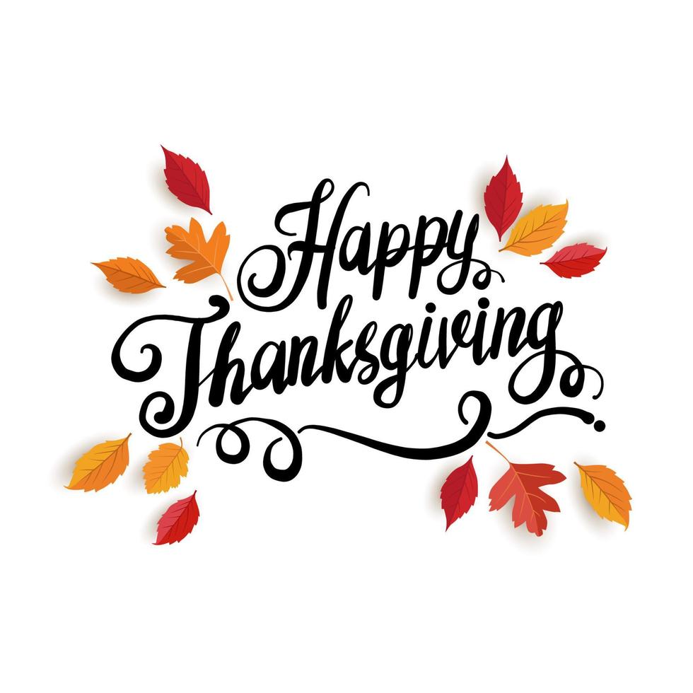 happy thanksgiving day. beautiful lettering with dynamic shapes. background, card, banner and poster design. vector