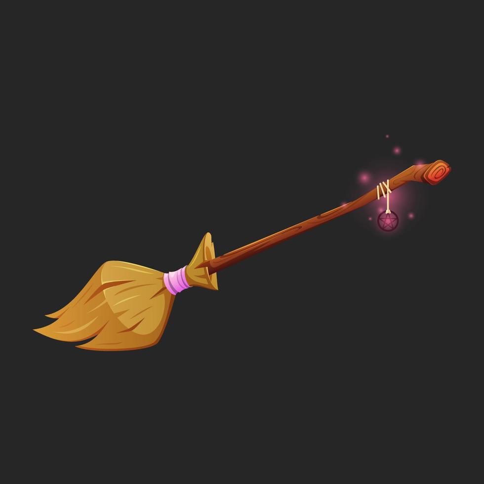 Cartoon witch's broom. A magic broom. Halloween. vector