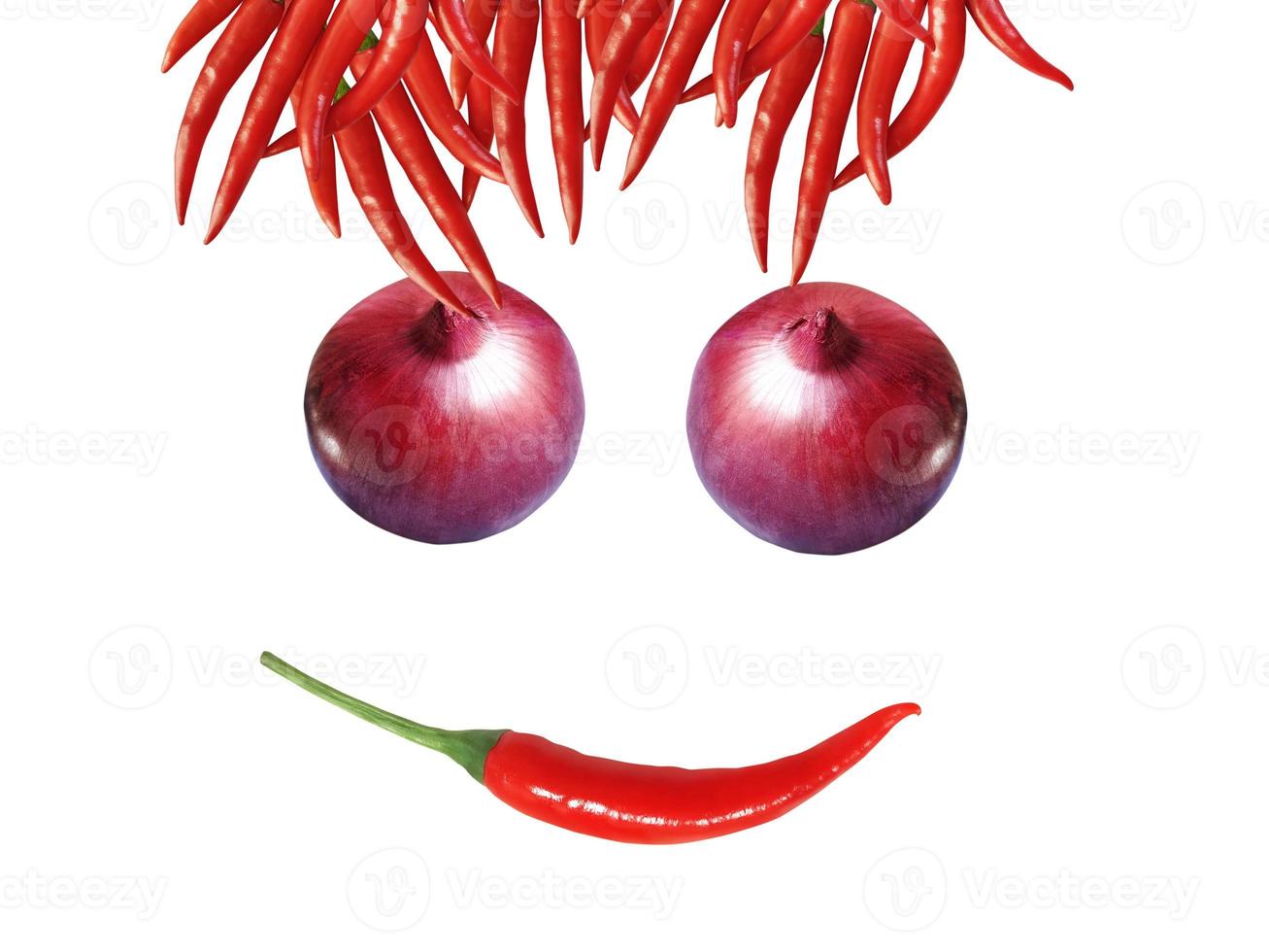 Funny fantasy character made of fresh vegetables on isolated background photo