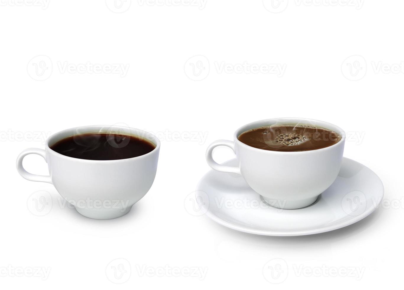 Cup of black coffee on white background photo