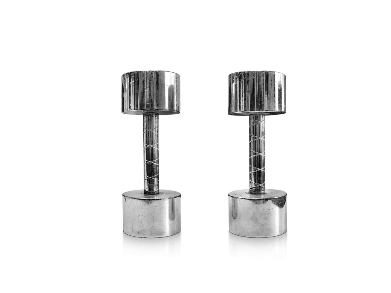 iron dumbbells on a white background photo