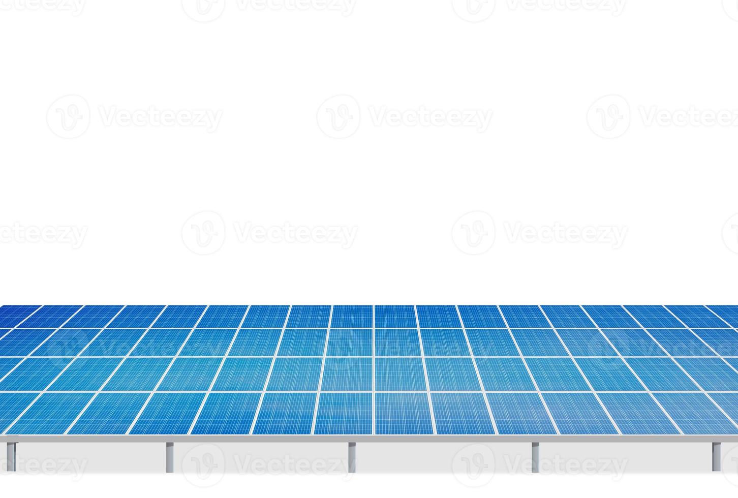 Solar photovoltaic panels isolated on white background. Environmental topic. green energy concept There is space to enter text. photo