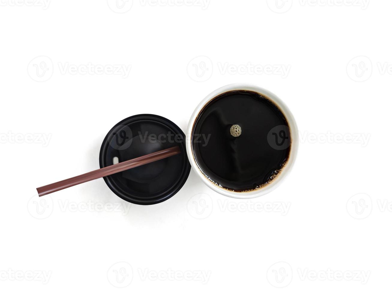 open coffee cup, top view, isolated on white background photo