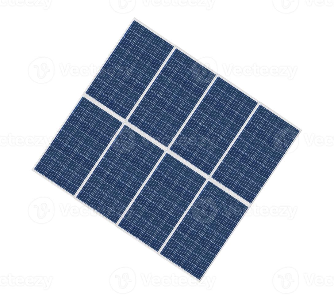Photovoltaic solar cell panels isolated on white background. Environmental theme. Green energy concept. photo