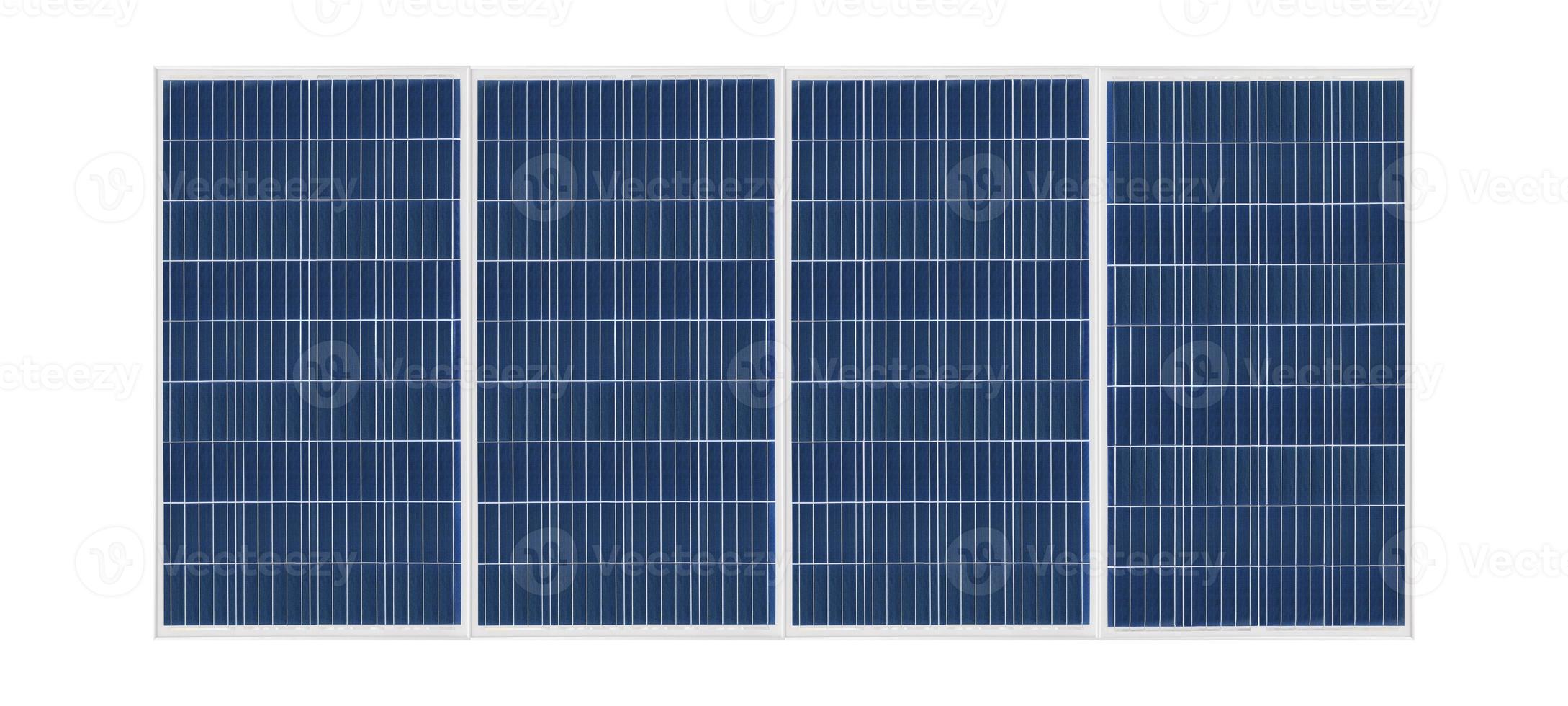 Photovoltaic solar cell panels isolated on white background. Environmental theme. Green energy concept. photo