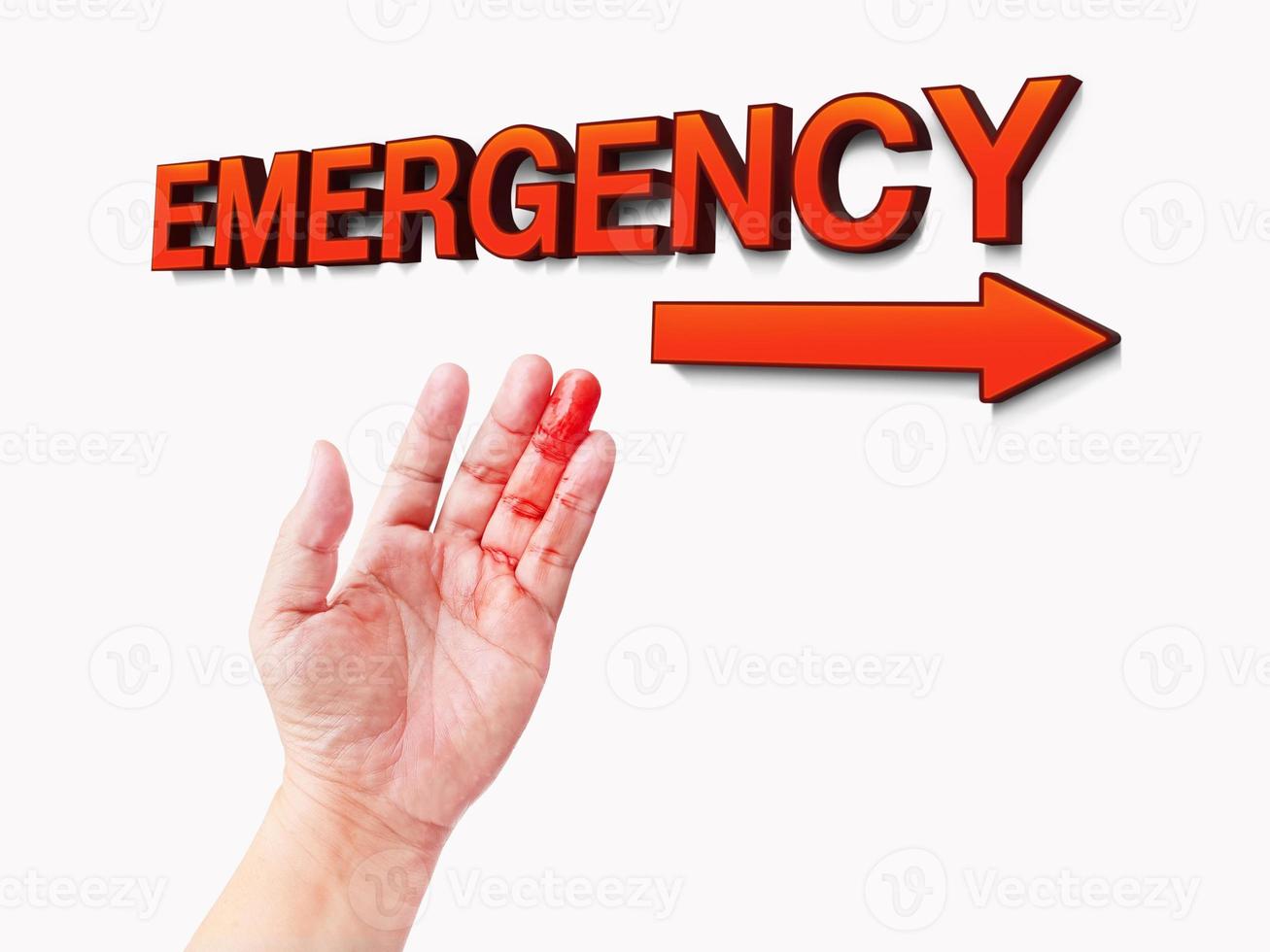 emergency department sign bloody hands Accident symbols can happen at any time. photo