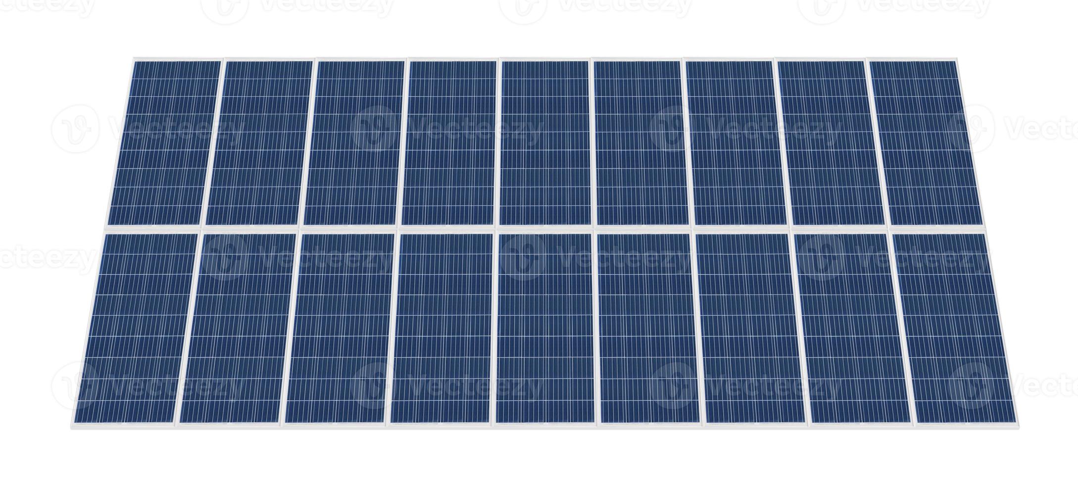 Photovoltaic solar cell panels isolated on white background. Environmental theme. Green energy concept. photo