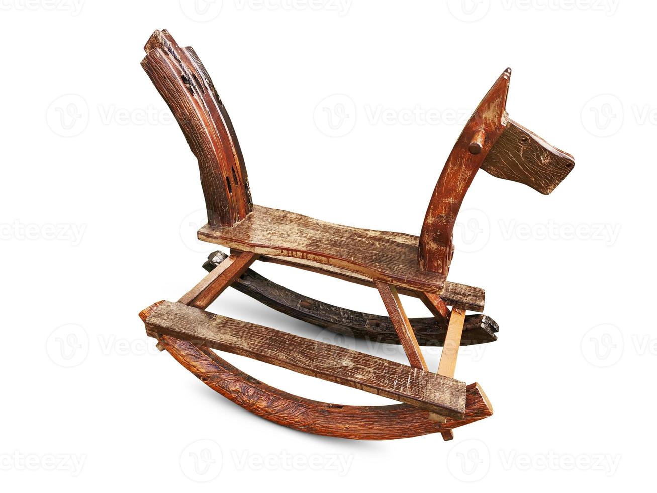 Wooden Rocking Horse on white background photo