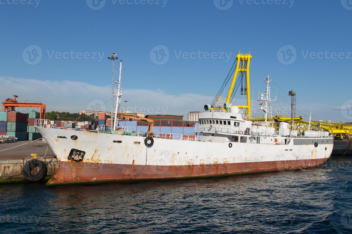 Cargo Ship in port photo