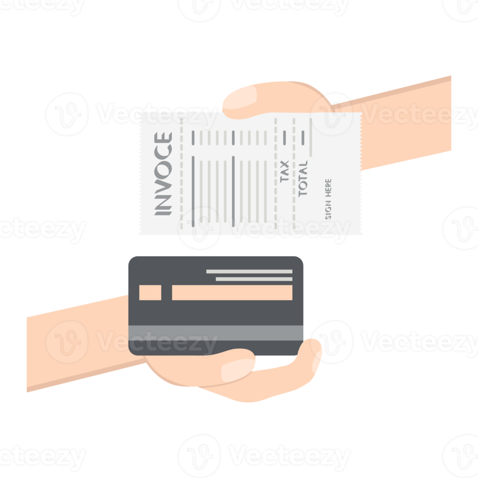 mano que sostiene la factura de pago de la tarjeta de crédito png