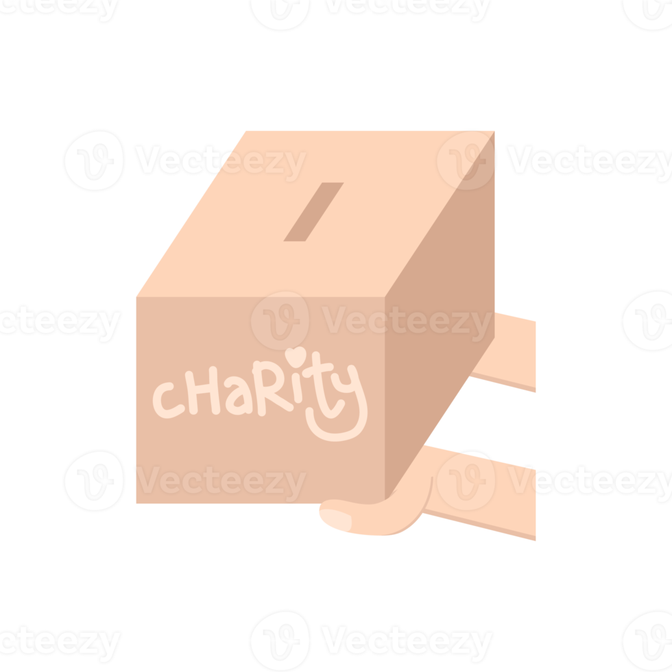 hand holding charity donating box png