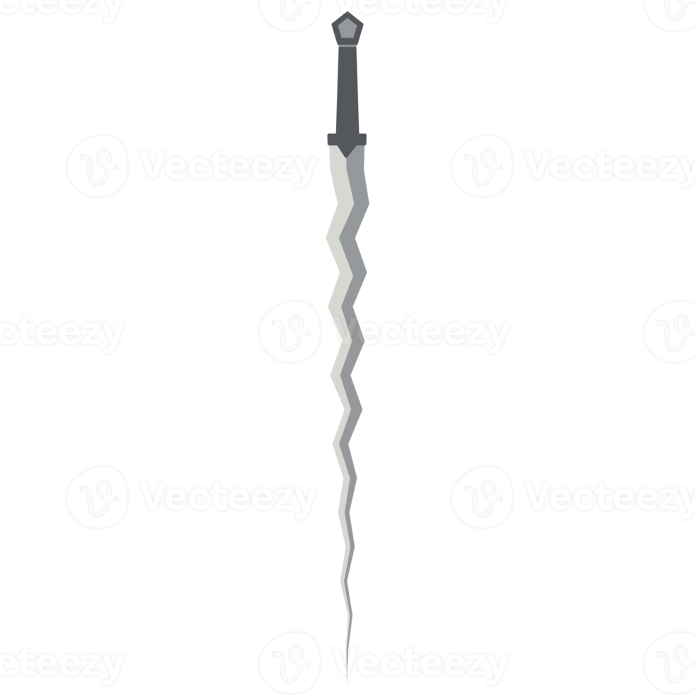 sword zigzag long keris one handed two side sharp swords knight weapon png
