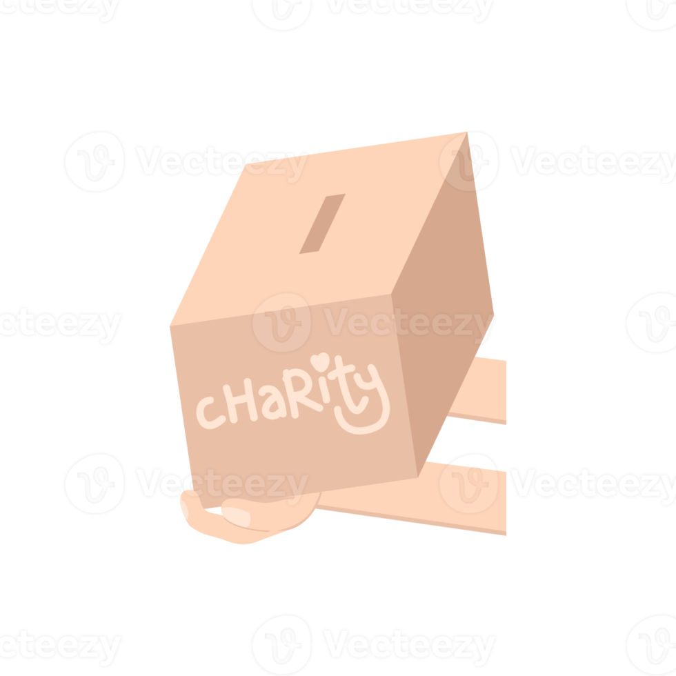 hand holding charity donating box png