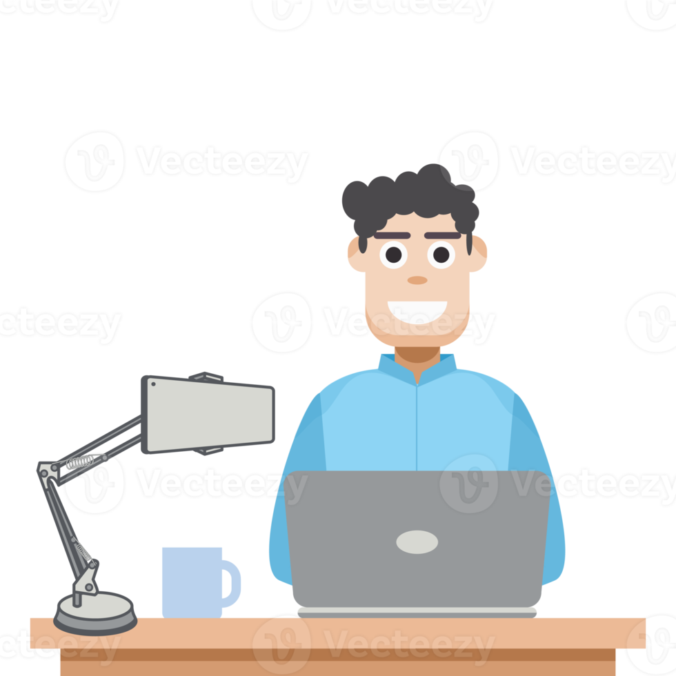 man playing laptop work from home png