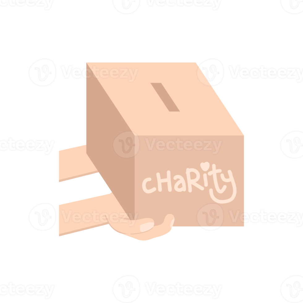 hand holding charity donating box png