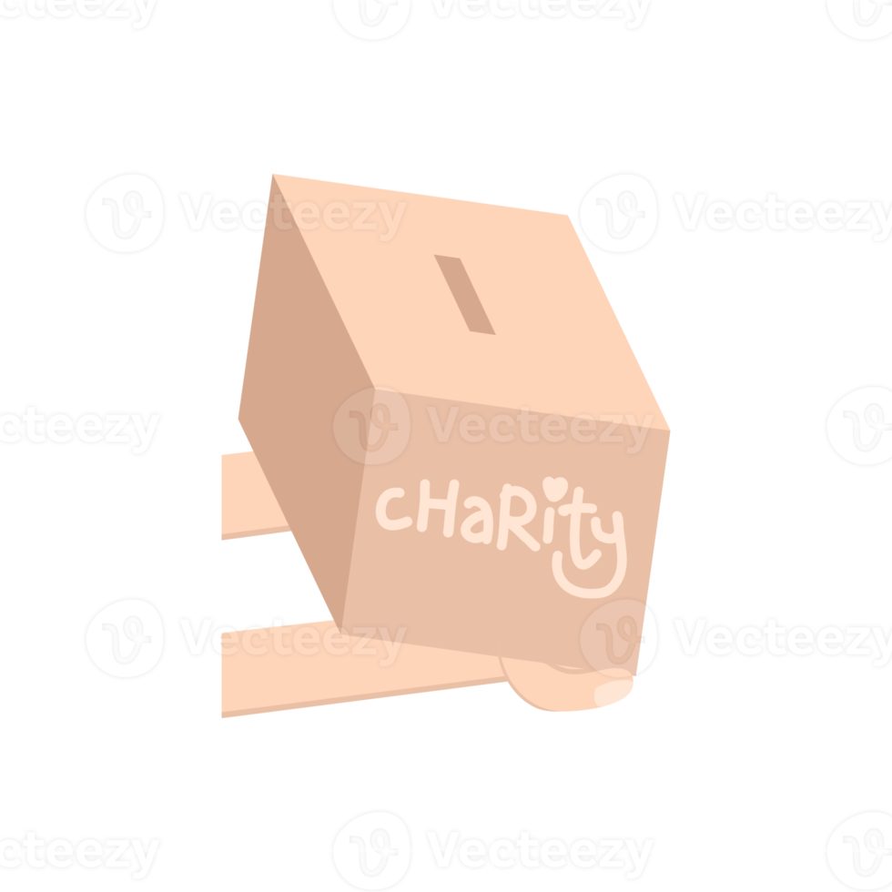 hand holding charity donating box png