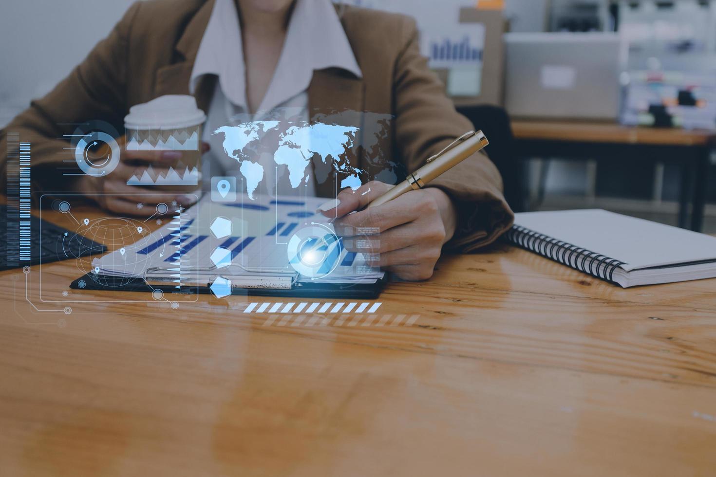 Cyber Security Internet And Networking Concept. Businessman Hand Working With laptop computer and Padlock Icon on screen. Digital crime by an anonymous hacker, data protection. photo