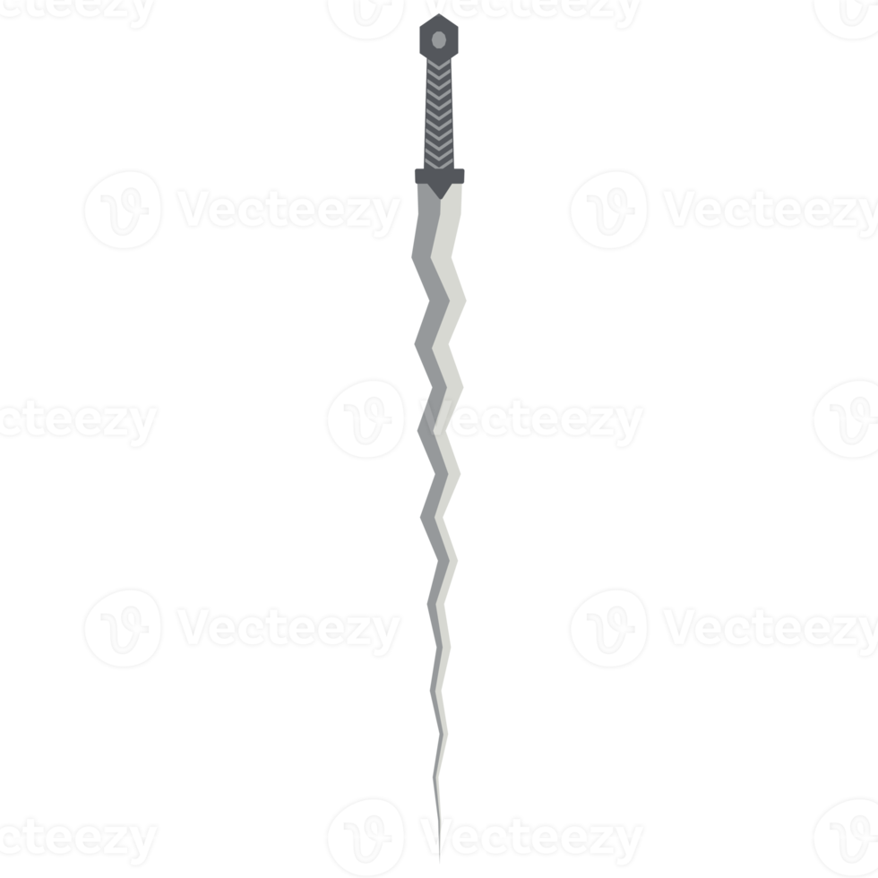 sword zigzag long keris one handed two side sharp swords knight weapon png