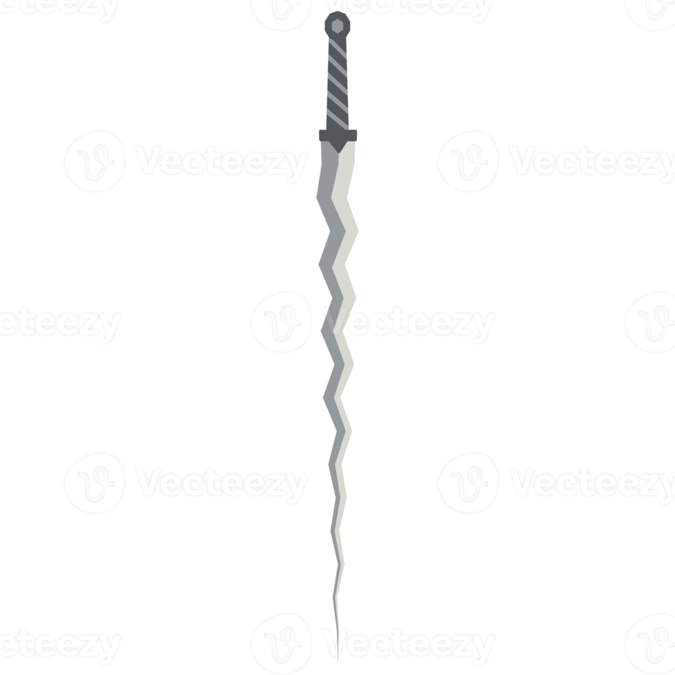 sword zigzag long keris one handed two side sharp swords knight weapon png