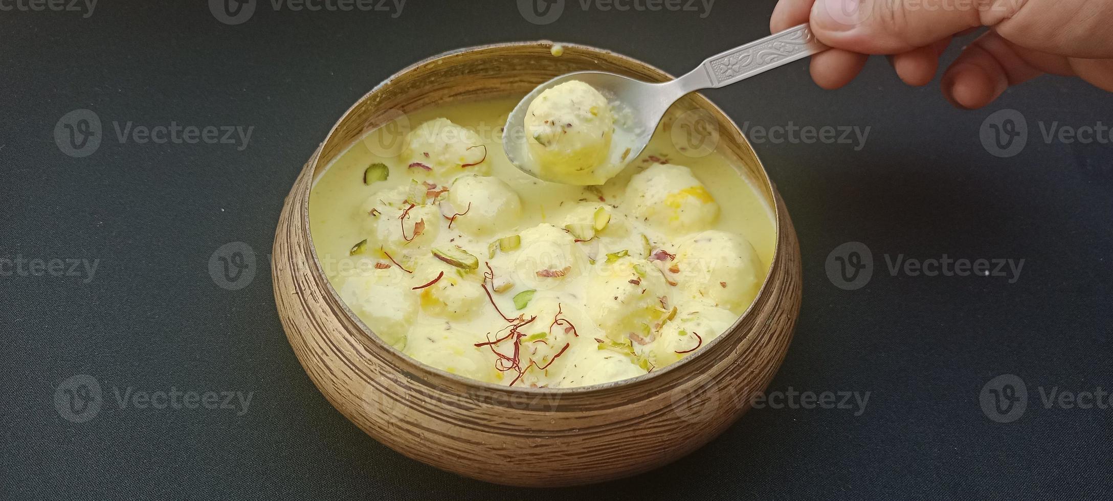 Asian Traditional Delicious and creamy Ras Malai in beautiful Bowl photo