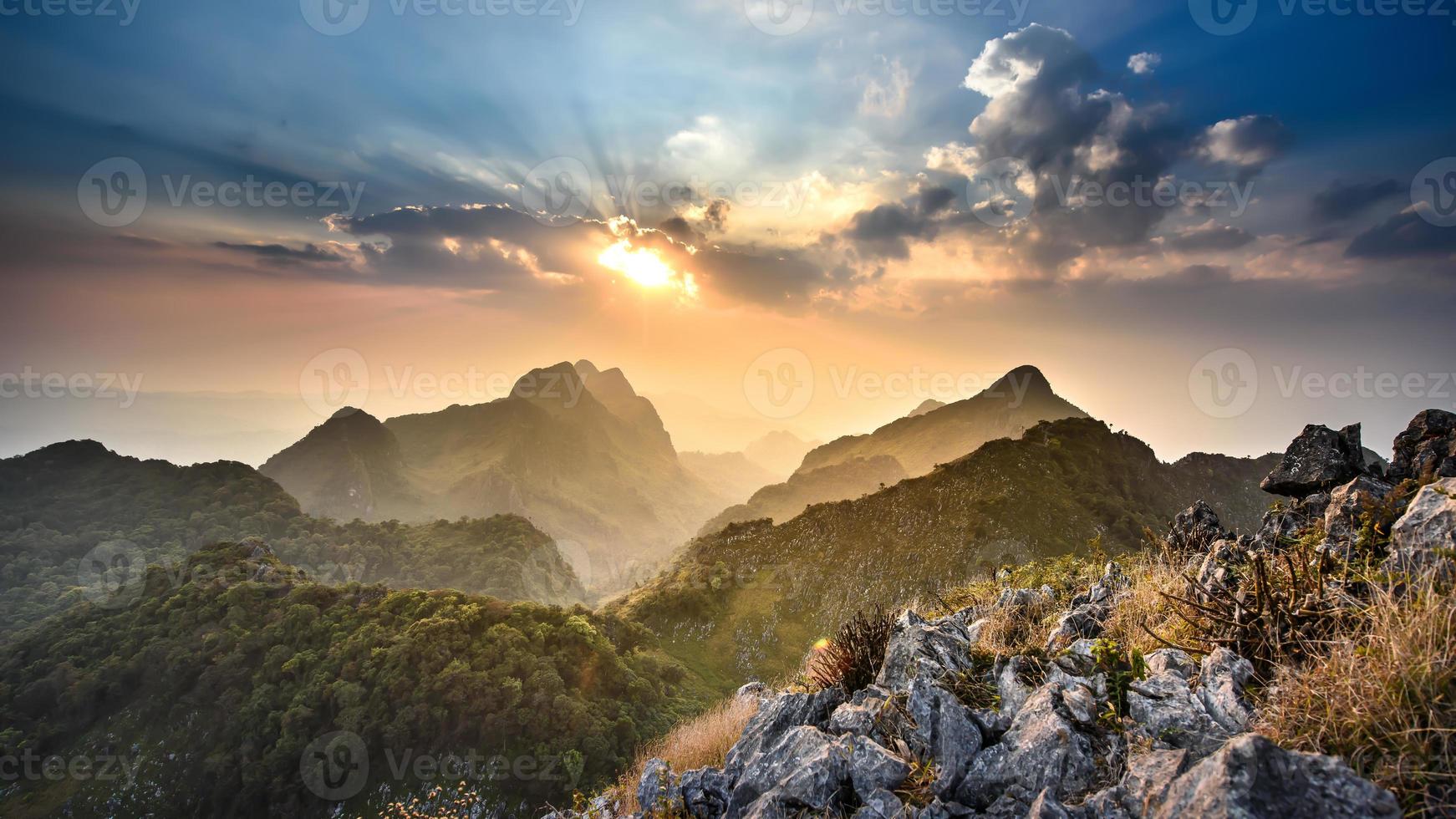 Mountain landscape at sunset photo