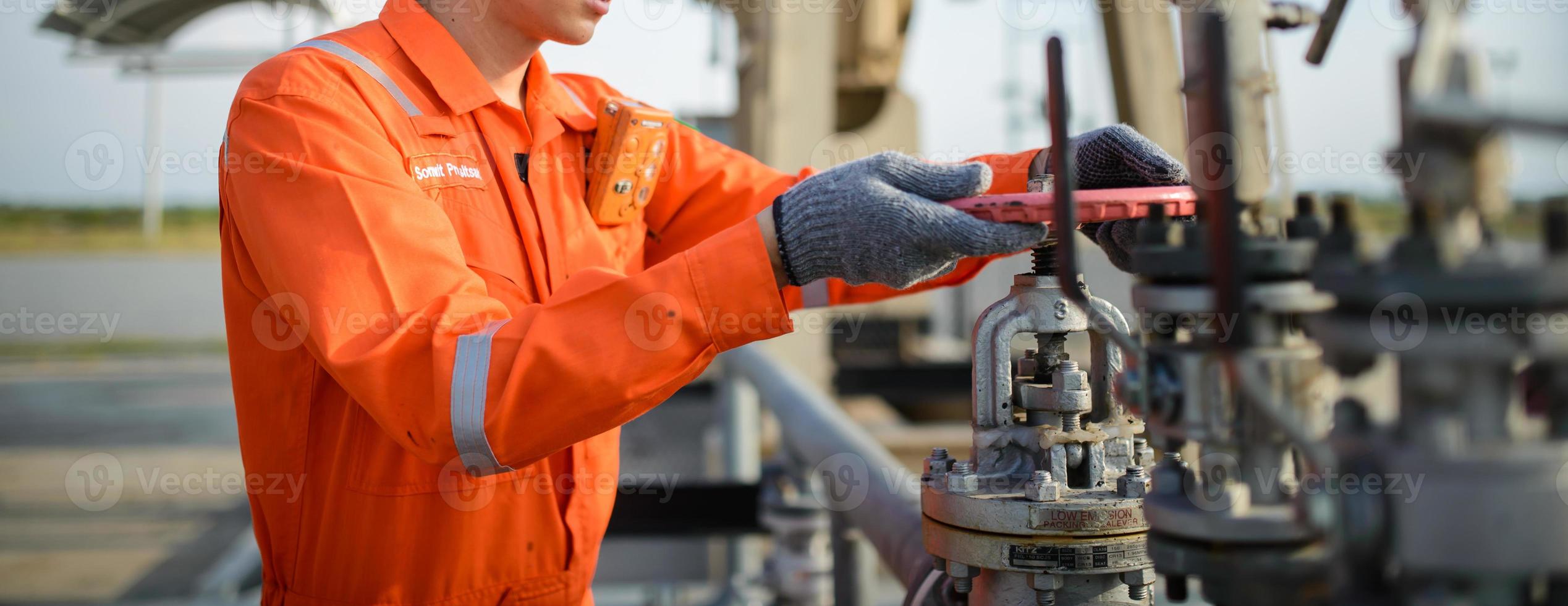 man working in Oil rig or Oil field site. photo