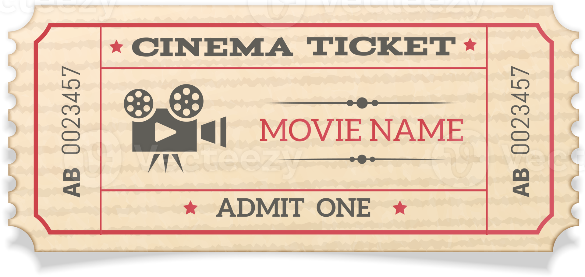 bilhete de cinema retrô png