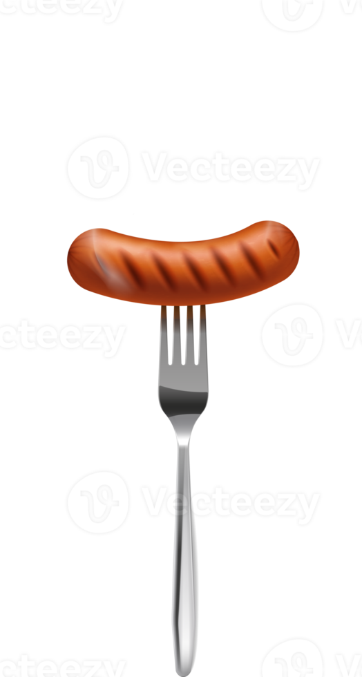 steaming sausage on a fork png