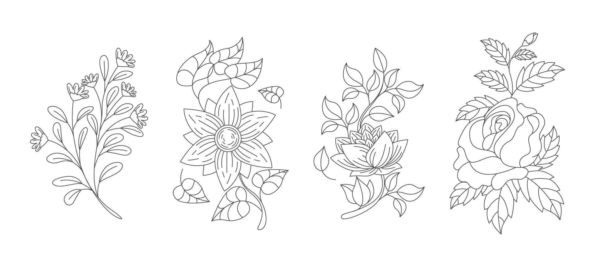 Floral Hand Drawn Elements vector