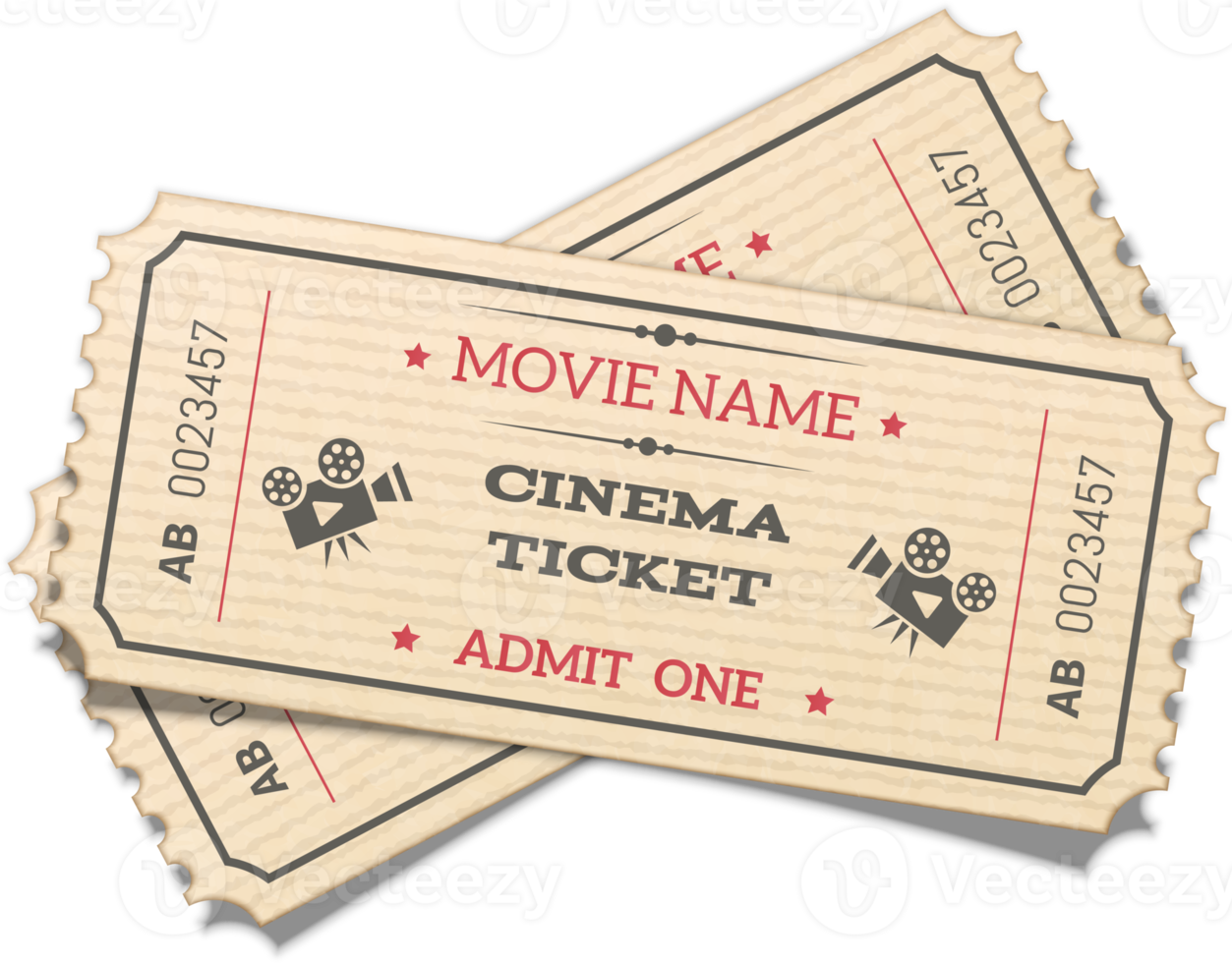 Crossed pair retro cinema tickets png