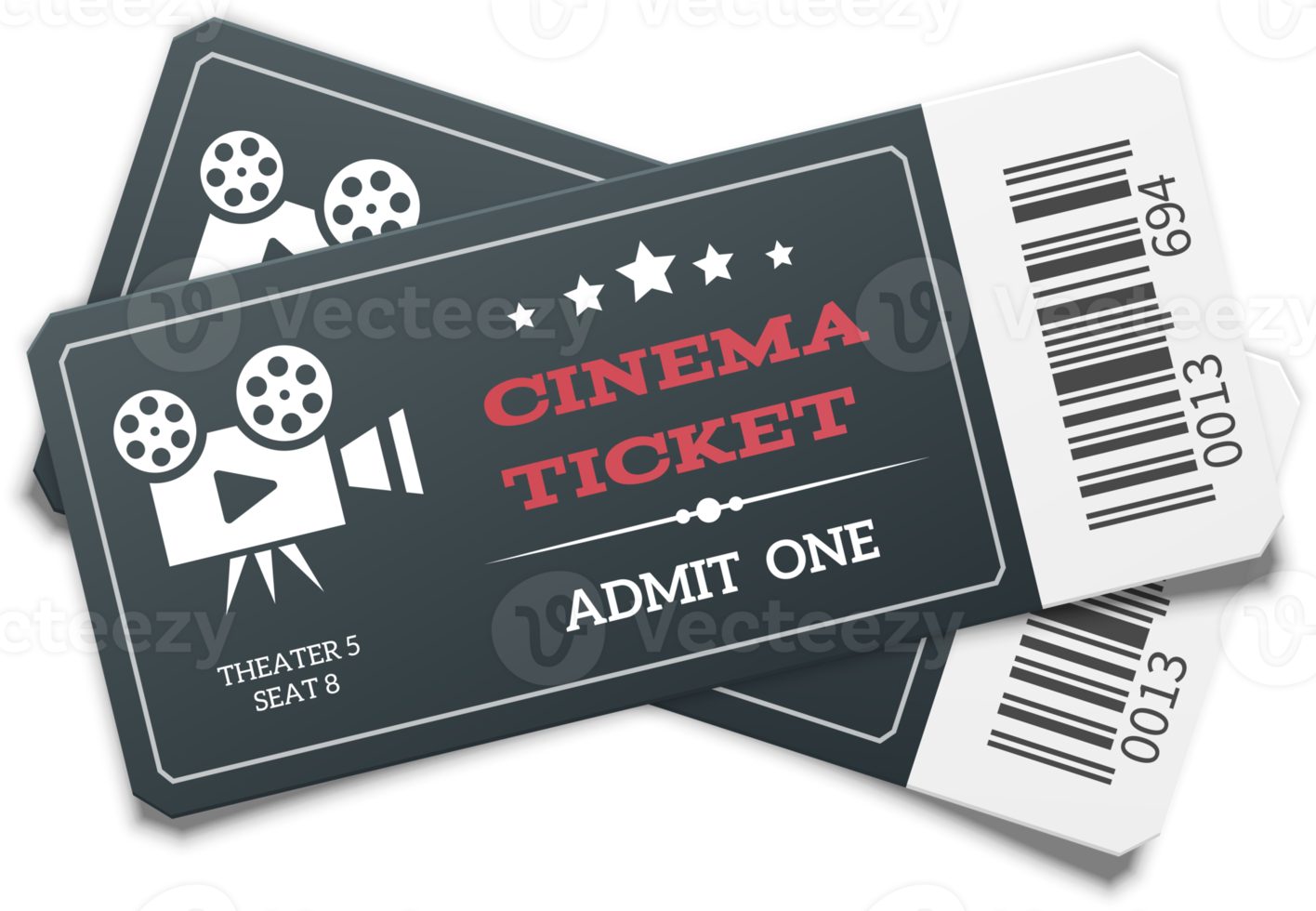 Pair of  black movie tickets png