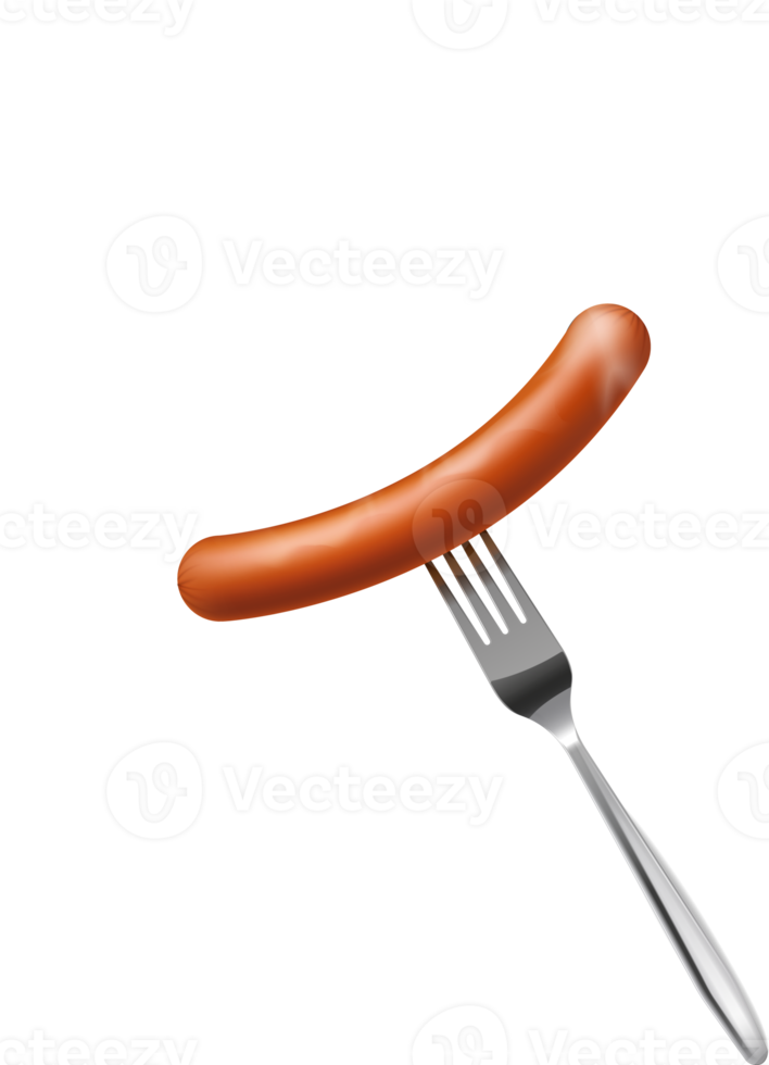 steaming sausage on a fork png