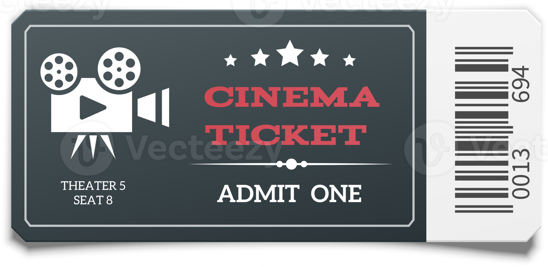 Modern black movie ticket png