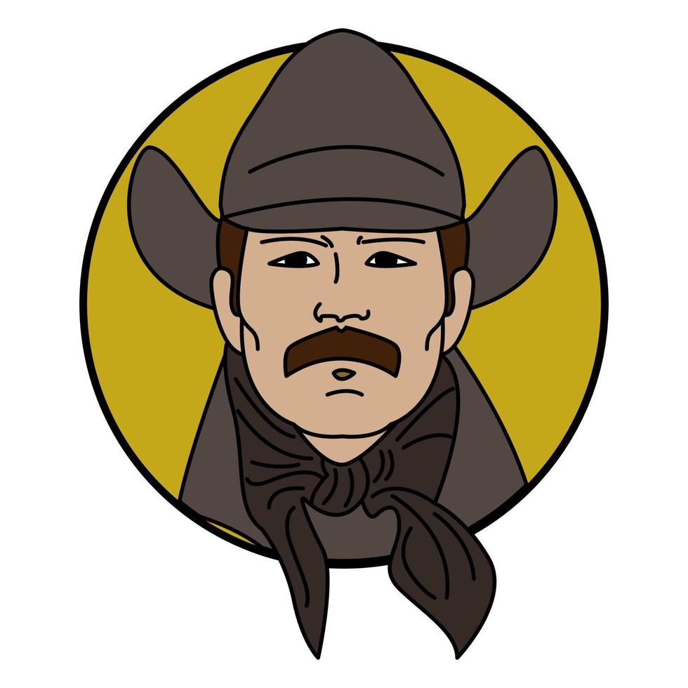 cowboy head vector logo in vintage style