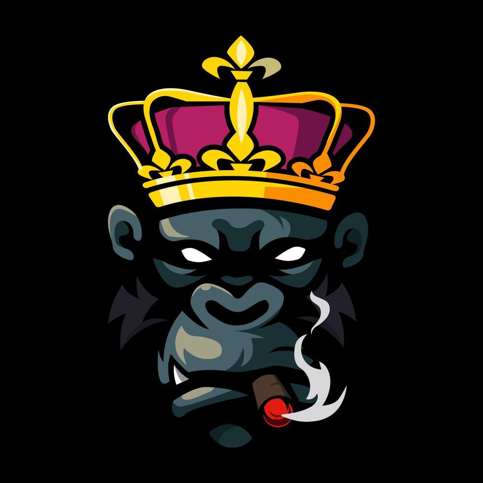 rey de kong fumar mascota logo diseño ilustración vector