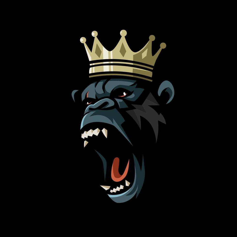 King gorilla kong roaring mascot logo vector