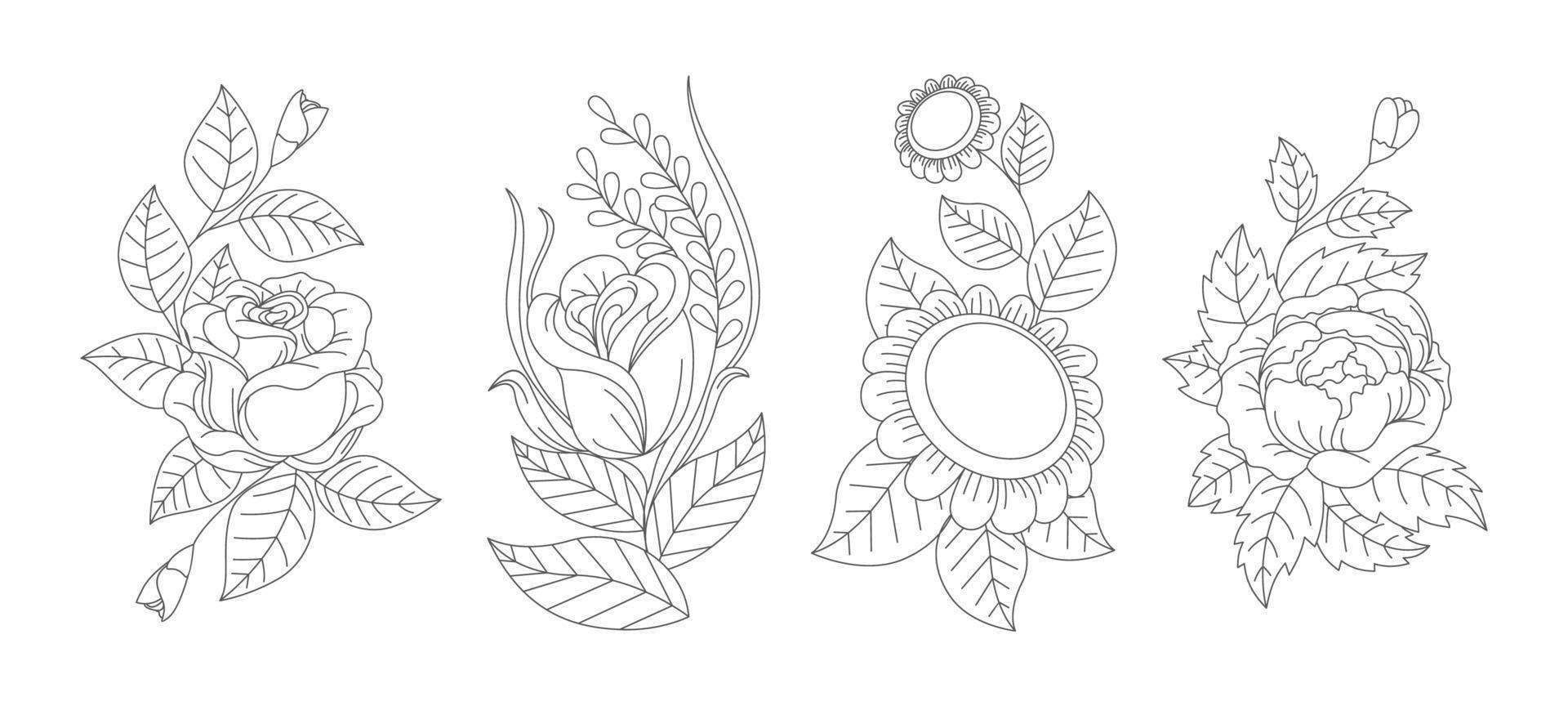 Floral Hand Drawn Element vector
