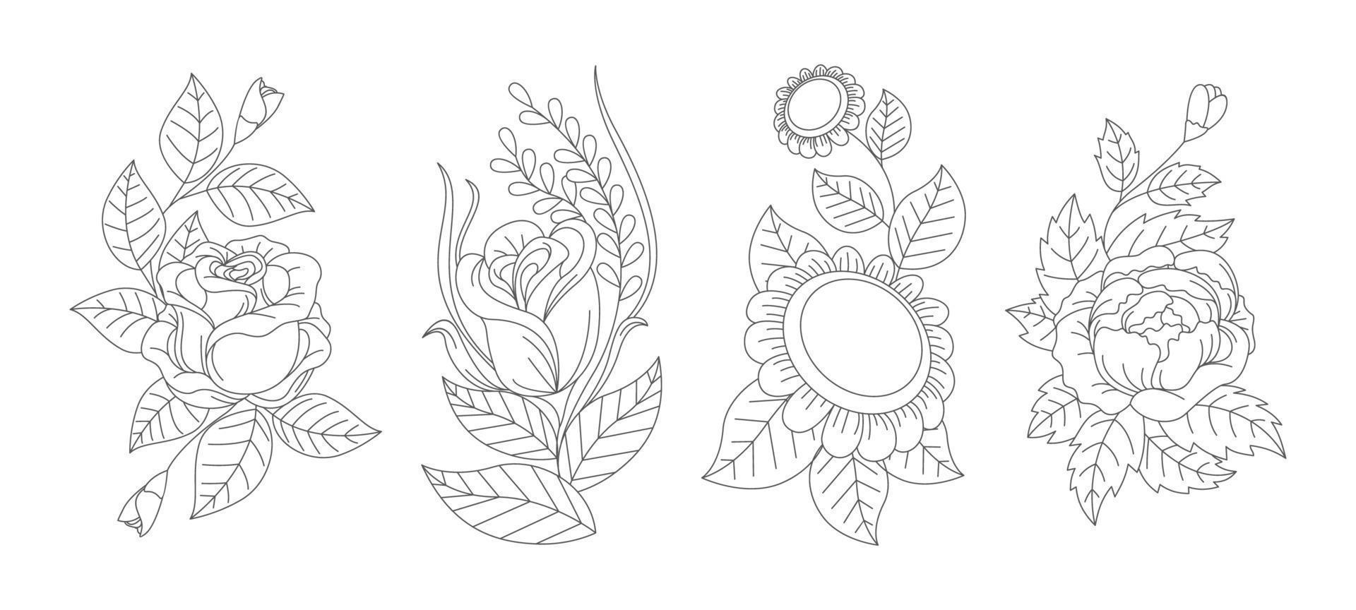 Floral Hand Drawn Element vector