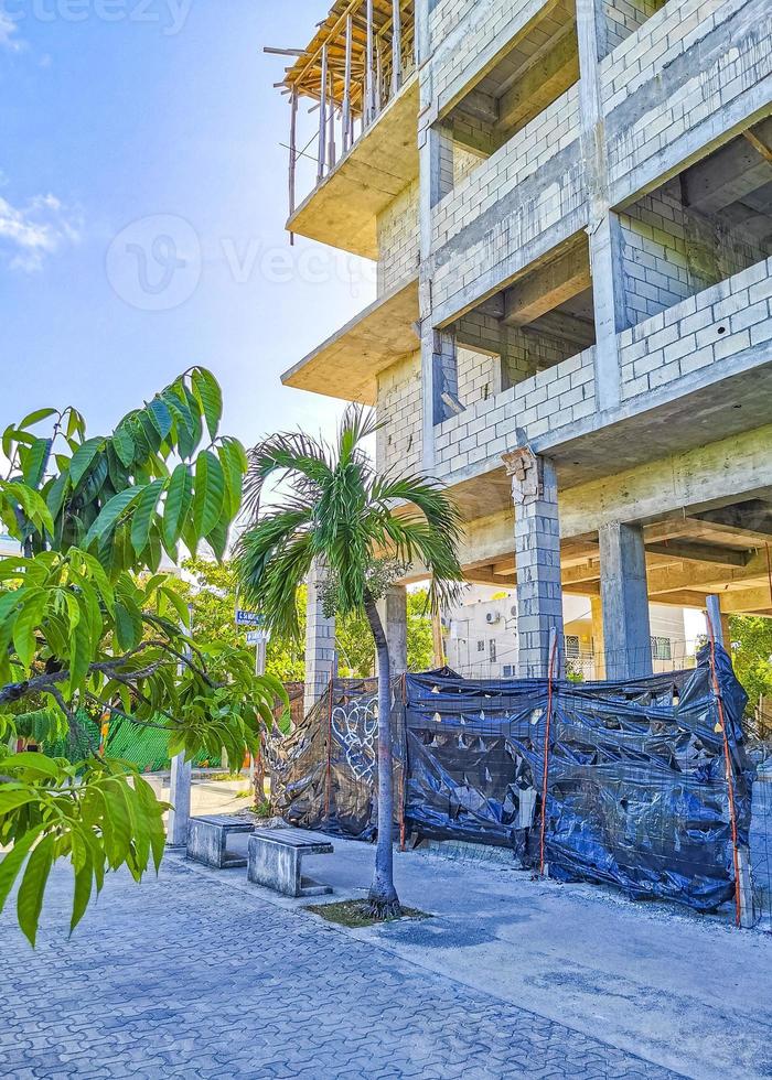 Typical pedestrian street cityscape wall paintings Playa del Carmen Mexico. photo