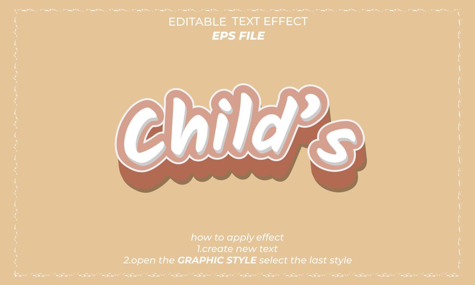 child text effect, typography vector