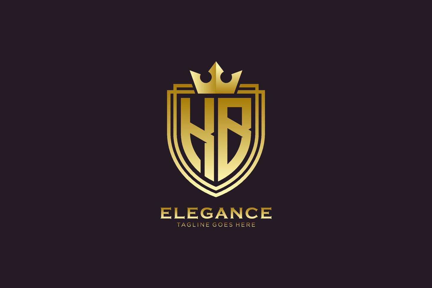 initial KB elegant luxury monogram logo or badge template with scrolls and royal crown - perfect for luxurious branding projects vector